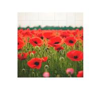 Rompecabezas de bloques de construcción cuadrados creativos con diseño de pétalos vívidos de amapola, decoración de escritorio para el hogar