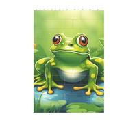 Rompecabezas de bloques de ladrillo 3D para bricolaje, bloques de construcción creativos, divertidos rompecabezas de decoración de escritorio, diseño de rana verde, 37 piezas