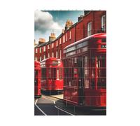 Rompecabezas de bloques de ladrillo 3D para bricolaje, bloques de construcción creativos, divertidos rompecabezas de decoración de escritorio, impresión roja de la calle de Londres, 37 piezas