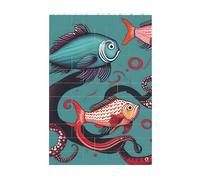 Rompecabezas de bloques de ladrillo de arte 3D, bloques de construcción creativos, decoración de computadora, rompecabezas de peces y pulpo, 37 piezas