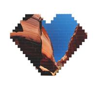 Rompecabezas de bloques de ladrillos con diseño de paisaje de garganta, rompecabezas de madera con forma de corazón