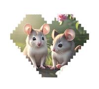 Rompecabezas de bloques de ladrillos con diseño de ratón enamorado, rompecabezas de madera con forma de corazón