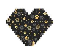 Rompecabezas de bloques de ladrillos con estampado de huellas de perro, rompecabezas de madera con forma de corazón