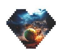 Rompecabezas de bloques de ladrillos de construcción con diseño de tenis de relámpago, rompecabezas con imagen en forma de corazón, rompecabezas de madera