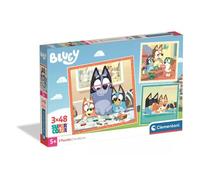 Clementoni – Pack de 3 puzzles Bluey Super Color – 48 piezas, 4+, materiales sostenibles