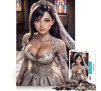 Rompecabezas de Boda de Tifa Lockhart, 1000 Piezas, para Adolescentes, Juguete de lógica Resistente, Actividad para el hogar, Borde Transparente, Regalo preciado 38x52cm