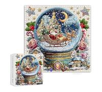 Rompecabezas de bola de cristal de Navidad, 1024 piezas de rompecabezas de Papá Noel, rompecabezas de Navidad desafiante diversión familiar, con letras de conexión clara en la parte posterior para
