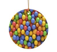 Rompecabezas de bolas de color con forma redonda de cerámica, adornos para árbol de Navidad, adornos de cerámica para decoración festiva