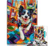 Rompecabezas de Border Collie Corriendo para Adolescentes, 1000 Piezas, Juegos educativos, decoración del hogar, Regalo Ideal para Toda la Familia (38x26cm)