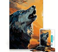 Rompecabezas de Bosque con aullido de Lobo al Atardecer para Adultos,1000 Piezas,estimulación Mental,Juego de Corte preciso,alineación, Actividad para Fortalecer los Lazos Familiares (38x26cm)