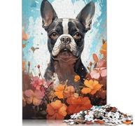 Rompecabezas de Boston Terrier, difícil desafío, 100% cartón Reciclado, Ideal para niños y Adultos, 1000 Piezas (75 x 50 cm)