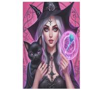 Rompecabezas de bruja de Halloween, 1000 piezas, artesanía de madera, rompecabezas moderno de alta calidad, DIY, para adultos y niños a partir de 12 años, (78 x 53 cm)