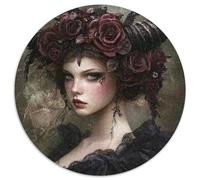 Rompecabezas de bruja de rosa oscura de 1000 piezas, estilo retro gótico, juegos clásicos para adultos, 1000 piezas (67,5 x 67,5 cm)