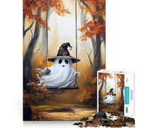 Rompecabezas de Bruja,Fantasma y Columpio de 1000 Piezas Juego cognitivo Divertido con Estructura de Encaje preciso Actividad para Fortalecer los Lazos Familiares (38x26cm)