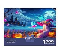 Rompecabezas de Bruja para Adultos 1000 Piezas Papel Reciclado Castillo Embrujado con Calabazas y Luna Llena Divertido Desafiante Relajante Excelente Idea de Regalo 52x38cm