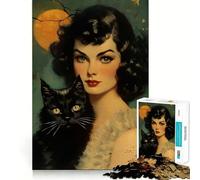 Rompecabezas de Brujas de Halloween Vintage para Adultos,1000 Piezas,Juego para estimular la Mente,tamaño Uniforme,Piezas precisas,Ideal para Viajar, ejercitar la Mente (50x75cm)