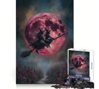 Rompecabezas de Brujas Volando en Escoba con Luna roja para Adolescentes, 1000 Piezas, estimula la Memoria, Entretenimiento Casual, Calidad de Corte, Regalo de cumpleaños (38x26cm)