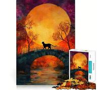 Rompecabezas de brujería y Gato Negro para Adultos,1000 Piezas,estimulación Mental,Juego de Corte preciso,alineación, Actividad para Fortalecer los Lazos Familiares (50x75cm)