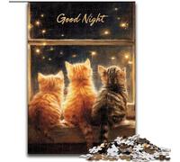 Rompecabezas de Buenas Noches Kitty para Adultos y Adolescentes, un Juego desafiante y Divertido para Jugar en Familia, cumpleaños, decoración de Pared (26x38cm)