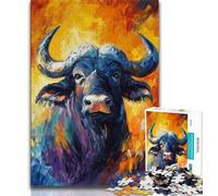 Rompecabezas de búfalo Africano para Adultos 1000 Piezas Regalo Juegos educativos decoración del hogar colección de Artistas Bellas Artes (50x75cm)