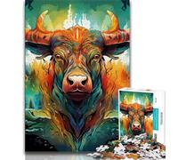 Rompecabezas de búfalo de 1000 Piezas para Adolescentes, Juego Familiar antiestrés, desafío difícil, colección de Artistas, Bellas Artes (50x75cm)