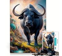 Rompecabezas de búfalo de Agua caprichoso 1000 Piezas Juego de concentración Mental diseño Ajustado sin Huecos desafío Cerebral Interactivo para el hogar (50x75cm)