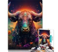 Rompecabezas de búfalo para Adultos, 1000 Piezas Ejercita el Cerebro, Juguetes adictivos para Cultivar la Paciencia Juego de desafío único (38x26cm)