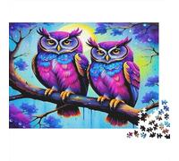 Rompecabezas de Búho 1000 Piezas para Adultos Dos Búhos Coloridos Posados en Rama Juego Imposible Educativo | Gran Idea de Regalo 38x26cm/1000pzs