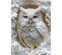 Rompecabezas de búho 3D con Corte de Papel, 1000 Piezas para Adultos, Rompecabezas de pájaro Blanco, Animales de la Selva, Rompecabezas desafiantes para decoración Familiar