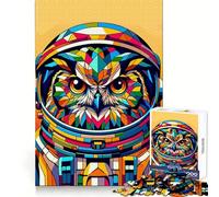 Rompecabezas de búho Astronauta WPAP para Adultos, 1000 Piezas, fortalece la Memoria, Actividad para el hogar, Borde Limpio, Regalo Festivo (38x26cm)