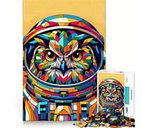 Rompecabezas de búho Astronauta WPAP para Adultos, 1000 Piezas, fortalece la Memoria, Actividad para el hogar, Borde Limpio, Regalo Festivo (38x26cm)