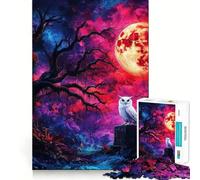 Rompecabezas de búho bajo la Luna de Sangre para Adultos, 1000 Piezas, fortalece la Memoria, pasatiempo para el hogar, Bordes limpios, Regalo Elegante (50x75cm)