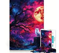Rompecabezas de búho bajo la Luna de Sangre para Adultos, 1000 Piezas, Juguete para ejercitar la Mente, Divertido y Relajante, Ideal para armar, Regalo navideño (38x26cm)