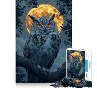 Rompecabezas de búho bajo la Luna Llena, 1000 Piezas, Juguete para desarrollar la Mente, Juego Relajante, Pieza de colección de Arte de Corte preciso (38x52cm)
