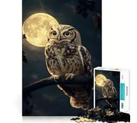 Rompecabezas de búho bajo la Luna Llena para Adultos, 1000 Piezas, estimula la Memoria, Entretenimiento, Bordes precisos, Bonito Regalo (50x75cm)