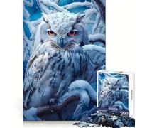 Rompecabezas de búho Blanco en la Percha Nevada, 1000 Piezas para Adolescentes, Juego de lógica, Tiempo cálido, Pieza de colección de Arte de Corte preciso (38x26cm)