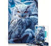Rompecabezas de búho Blanco en la Percha Nevada, 1000 Piezas para Adolescentes, Juego de lógica, Tiempo cálido, Pieza de colección de Arte de Corte preciso (38x26cm)
