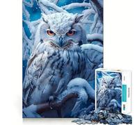 Rompecabezas de búho Blanco Percha Nevada para Adolescentes, 1000 Piezas, colección de Arte Recall Upgrade Calm Relax Clear Cut (50x75cm)