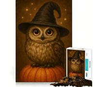 Rompecabezas de búho Bruja sobre Calabaza para Adolescentes, 1000 Piezas, Juguete de lógica Fuerte, Tranquilo, calmado, Borde Claro, Regalo Elegante (50x75cm)