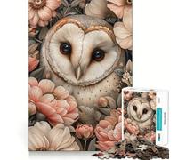 Rompecabezas de búho caprichoso con Flores para Adolescentes 1000 Piezas Divertido Juego de Memoria Superficie Lisa sin Rebabas Regalo de cumpleaños Juguete para ejercitar la Mente (50x75cm)
