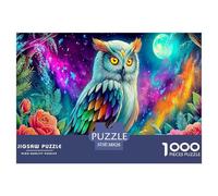 Rompecabezas de búho caprichoso de 1000 Piezas para Adultos: Fondo Colorido cósmico de búho para Toda la Familia, Mujeres, Regalos para Hombres, 38 x 26 cm (1000 Piezas)
