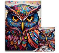 Rompecabezas de búho Colorido de 1000 Piezas para Adultos. Rompecabezas imposibles para Adultos. Regalo Ideal para Vacaciones y decoración del hogar. 26x38cm/10,23x14,96 Pulgadas.