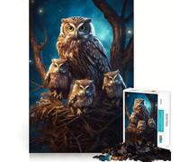 Rompecabezas de búho con búhos nocturnos para Adultos, 1000 Piezas, Juguete de lógica Resistente, Alivio de tensión, Borde Transparente, Regalo Premium (50x75cm)