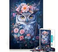 Rompecabezas de búho con Corona Floral para Adolescentes, 1000 Piezas, Juguete Intelectual, diversión en Interiores, Corte de Calidad, Regalo Creativo (50x75cm)