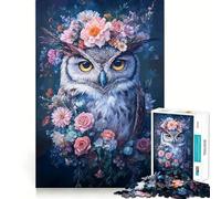 Rompecabezas de búho con Corona Floral para Adultos, 1000 Piezas, estimula la Memoria, Entretenimiento, precisión, Bordes definidos, Bonito Regalo (38x52cm)