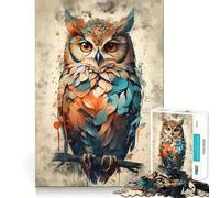 Rompecabezas de búho en Acuarela 1000 Piezas Juego Divertido sin Rebabas Piezas de Corte Limpio portátil Ideal para Viajes (38x52cm)