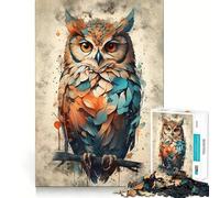 Rompecabezas de búho en Acuarela de 1000 Piezas para Adolescentes Entrenamiento de Memoria Diversión conexión Limpia y sin interrupciones Actividad Relajante para Grupos en Interiores (50x75cm)