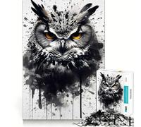 Rompecabezas de búho en Blanco y Negro de 1000 Piezas para Adultos, Juguete para ejercitar la Mente y el Cerebro, Ideal para el hogar y el Ocio, con Bordes Ajustados, Regalo de Papá Noel (38x26cm)