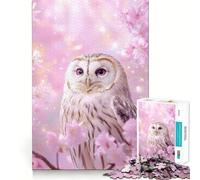 Rompecabezas de búho Entre Flores de Cerezo para Adolescentes, 1000 Piezas, Juguete Intelectual, Escape Tranquilo, Corte de Calidad, Regalo de Temporada (38x26cm)