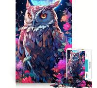 Rompecabezas de búho Entre Flores por la Noche para Adultos, 1000 Piezas, Rompecabezas Mental, Juego Lento, Disfruta del Montaje de imágenes, (38x26cm)
